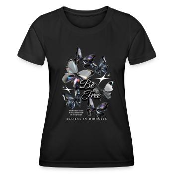 Be Free Butterfly - Frauen Funktions-T-Shirt - Schwarz - Vorne - AI Model Female 172 light (172cm)