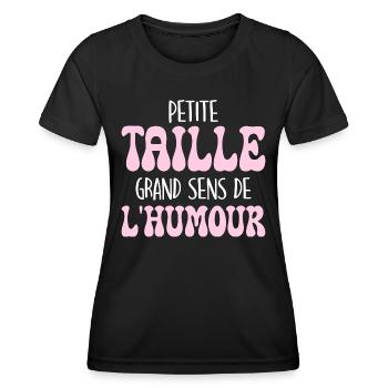 Petite Taille Humour Petite Femme - T-shirt sport Femme - noir - Devant - AI Model Female 172 light (172cm)