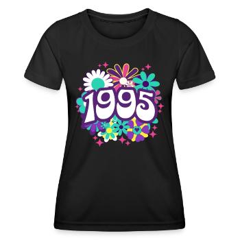 Retro Groovy Year 1995 Women 30 Years Birthday - Women's Functional T-Shirt - black - Front - AI Model Female 172 light (172cm)