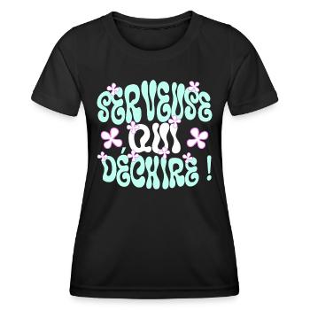Serveuse Qui Déchire Serveuse Humour - T-shirt sport Femme - noir - Devant - AI Model Female 172 light (172cm)