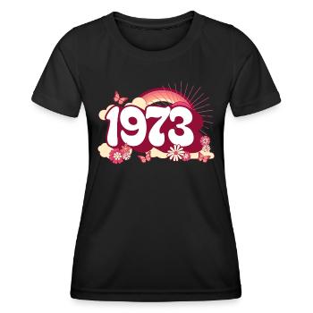 Retro 1973 Fête Anniversaire Femme 50 Ans - T-shirt sport Femme - noir - Devant - AI Model Female 172 light (172cm)