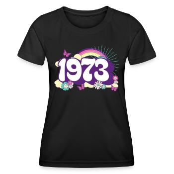 Retro 1973 Fête Anniversaire Femme 50 Ans - T-shirt sport Femme - noir - Devant - AI Model Female 172 light (172cm)