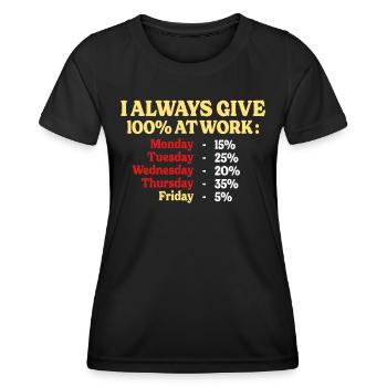 100% At Work Funny Quote Work Office - Women's Functional T-Shirt - black - Front - AI Model Female 172 light (172cm)