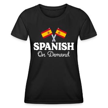 Espagnol Sur Demande Interprète Espagnol - T-shirt sport Femme - noir - Devant - AI Model Female 172 light (172cm)