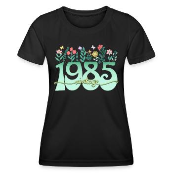 Blumen 1985 Geburtstagsfrau 40 Jahre - Frauen Funktions-T-Shirt - Schwarz - Vorne - AI Model Female 172 light (172cm)