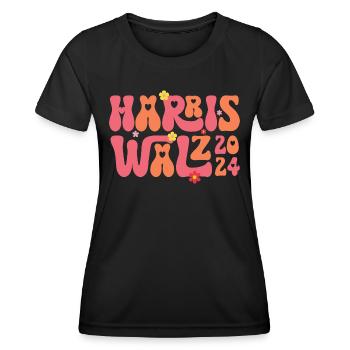 Kamala Harris Walzer Walzer 2024 Retro - Frauen Funktions-T-Shirt - Schwarz - Vorne - AI Model Female 172 light (172cm)