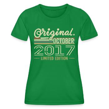 Né en Octobre 2017 Rétro Anniversaire Octobre 2017 - T-shirt sport Femme - vert - Devant - AI Model Female 172 dark (172cm)