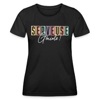 Serveuse Géniale Bar Serveuse Humour - T-shirt sport Femme - noir - Devant - AI Model Female 172 light (172cm)