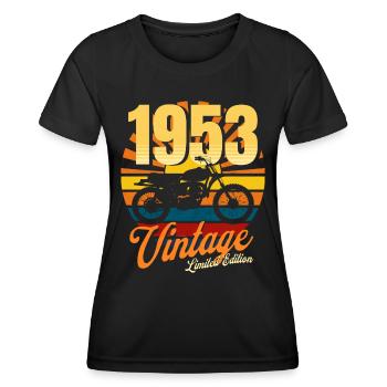 Motorrad Jahrgang 1953 Jubiläum 70 Jahre Biker - Frauen Funktions-T-Shirt - Schwarz - Vorne - AI Model Female 172 light (172cm)