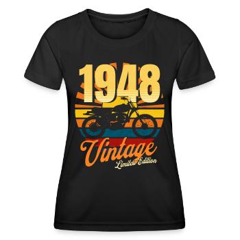 Motorcycle born in 1948 birthday 75 years biker - Women's Functional T-Shirt - black - Front - AI Model Female 172 light (172cm)