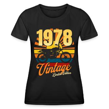 Motorcycle born in 1978 birthday 45 years biker - Women's Functional T-Shirt - black - Front - AI Model Female 172 light (172cm)