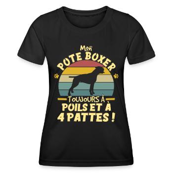 Style Vintage Chien De Compagnie Boxer Humour - T-shirt sport Femme - noir - Devant - AI Model Female 172 light (172cm)
