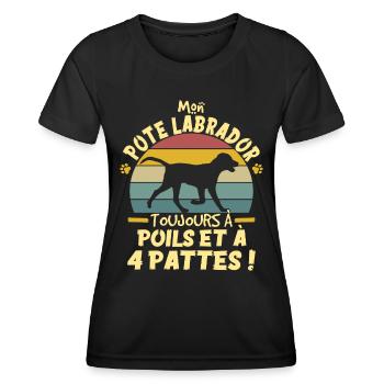 Style Vintage Chien De Compagnie Labrador Humour - T-shirt sport Femme - noir - Devant - AI Model Female 172 light (172cm)