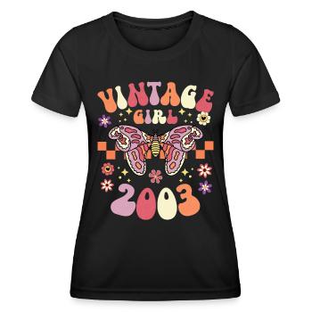 Groovy und Retro 2003 Frau 20 Jahre Jubiläum - Frauen Funktions-T-Shirt - Schwarz - Vorne - AI Model Female 172 light (172cm)