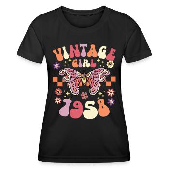 Groovy Et Rétro 1958 Femme 65 Ans Anniversaire - T-shirt sport Femme - noir - Devant - AI Model Female 172 light (172cm)