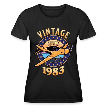 Passionné Aviation 1983 40 Ans Anniversaire - T-shirt sport Femme - noir - Devant - AI Model Female 172 light (172cm)