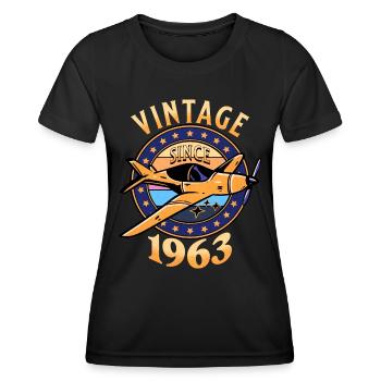 Passionné Aviation 1963 60 Ans Anniversaire - T-shirt sport Femme - noir - Devant - AI Model Female 172 light (172cm)