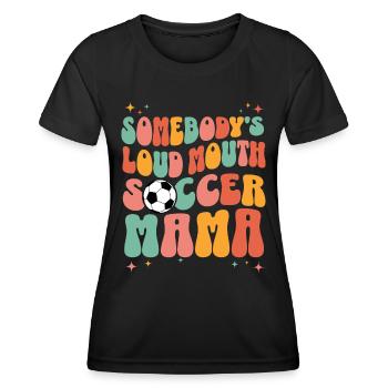 Phrase Humoristique Maman Joueur De Football - T-shirt sport Femme - noir - Devant - AI Model Female 172 light (172cm)