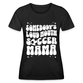 Phrase Humoristique Maman Joueur De Football - T-shirt sport Femme - noir - Devant - AI Model Female 172 light (172cm)