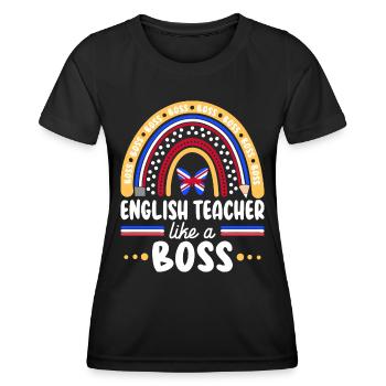 Humour Prof d'Anglais Comme Boss Enseignant - T-shirt sport Femme - noir - Devant - AI Model Female 172 light (172cm)