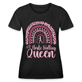 Nordic-Walking-Frau Königin des Nordic Walking - Frauen Funktions-T-Shirt - Schwarz - Vorne - AI Model Female 172 light (172cm)