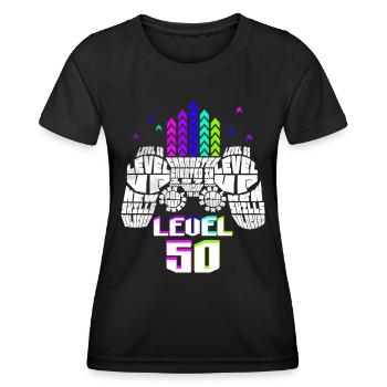 Geek Level 50 Jubiläum Gamer 50 Jahre - Frauen Funktions-T-Shirt - Schwarz - Vorne - AI Model Female 172 light (172cm)