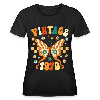 Rétro Groovy 1973 Femme 50 Ans Anniversaire - T-shirt sport Femme - noir - Devant - AI Model Female 172 light (172cm)