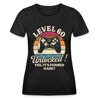 Spieler Level 60 Jubiläum Gamer 60 Jahre - Frauen Funktions-T-Shirt - Schwarz - Vorne - AI Model Female 172 light (172cm)