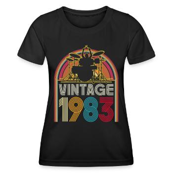 Jahrgang 1983 Musiker Schlagzeuger 40 Jahre Jubiläum - Frauen Funktions-T-Shirt - Schwarz - Vorne - AI Model Female 172 light (172cm)