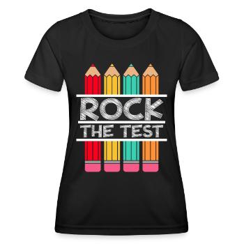Rock The Test Examen Enseignant Étudiant - T-shirt sport Femme - noir - Devant - AI Model Female 172 light (172cm)