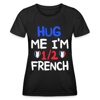 Französischer Humor Ich bin halber Franzose - Frauen Funktions-T-Shirt - Schwarz - Vorne - AI Model Female 172 light (172cm)