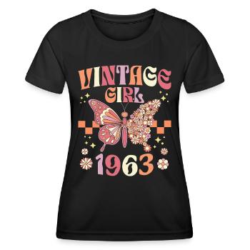 Fête Anniversaire Femme 1963 60 Ans Anniversaire - T-shirt sport Femme - noir - Devant - AI Model Female 172 light (172cm)