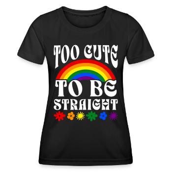 Zu süß, um heterosexuell zu sein LGBT Gay Pride - Frauen Funktions-T-Shirt - Schwarz - Vorne - AI Model Female 172 light (172cm)
