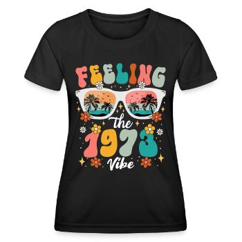50eme Anniversaire Femme 1973 50 Ans Anniversaire - T-shirt sport Femme - noir - Devant - AI Model Female 172 light (172cm)