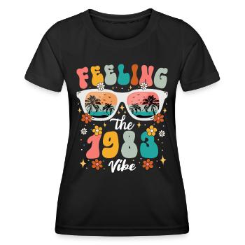 40eme Anniversaire Femme 1983 40 Ans Anniversaire - T-shirt sport Femme - noir - Devant - AI Model Female 172 light (172cm)
