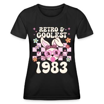 Rétro Cool Fille Née En 1983 40 Ans Anniversaire - T-shirt sport Femme - noir - Devant - AI Model Female 172 light (172cm)