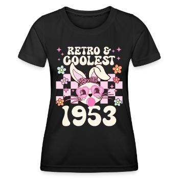 Rétro Cool Fille Née En 1953 70 Ans Anniversaire - T-shirt sport Femme - noir - Devant - AI Model Female 172 light (172cm)