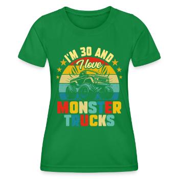 Monster Truck Voiture 30 Ans Anniversaire - T-shirt sport Femme - vert - Devant - AI Model Female 172 dark (172cm)
