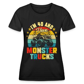 Monster Truck Voiture 40 Ans Anniversaire - T-shirt sport Femme - noir - Devant - AI Model Female 172 light (172cm)