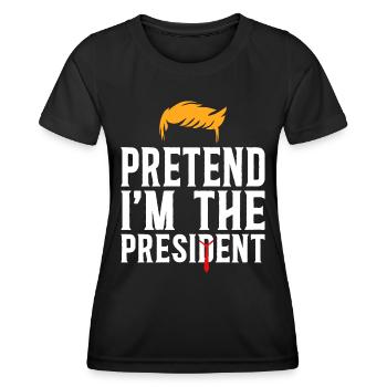 Costume Halloween Prétendre Être Président - T-shirt sport Femme - noir - Devant - AI Model Female 172 light (172cm)