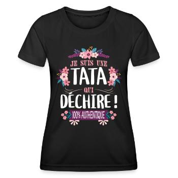 Tata Qui Déchire 100% Authentique Tante Tatie - T-shirt sport Femme - noir - Devant - AI Model Female 172 light (172cm)