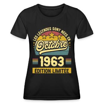 Legendes Nées En Octobre 1963 60ème Anniversaire - T-shirt sport Femme - noir - Devant - AI Model Female 172 light (172cm)