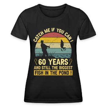 60 Ans Pêcheurs Fête 60 Ans Anniversaire Pêcheur - T-shirt sport Femme - noir - Devant - AI Model Female 172 light (172cm)