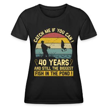 40 Ans Pêcheurs Fête 40 Ans Anniversaire Pêcheur - T-shirt sport Femme - noir - Devant - AI Model Female 172 light (172cm)