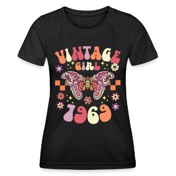 Vintage Année 1969 Fête Anniversaire Femme 55 Ans - T-shirt sport Femme - noir - Devant - AI Model Female 172 light (172cm)