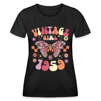 Vintage Year 1959 Birthday Party Woman 65 Years Old - Women's Functional T-Shirt - black - Front - AI Model Female 172 light (172cm)