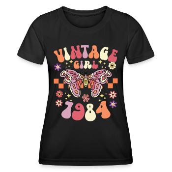 Vintage Year 1984 Birthday Party Woman 40 Years - Women's Functional T-Shirt - black - Front - AI Model Female 172 light (172cm)