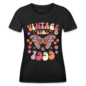 Vintage Année 1999 Fête Anniversaire Femme 25 Ans - T-shirt sport Femme - noir - Devant - AI Model Female 172 light (172cm)