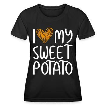 J'aime Ma Patate Douce Couple Thanksgiving - T-shirt sport Femme - noir - Devant - AI Model Female 172 light (172cm)
