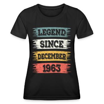 Legend 60 Years 1963 December 60 Years Anniversary - Women's Functional T-Shirt - black - Front - AI Model Female 172 light (172cm)